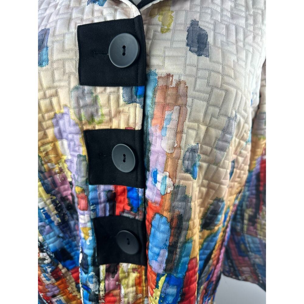 Ali Miles Textured Colorful Modernist Art to Wear Button Front Jacket Size Large - Picture 6 of 12